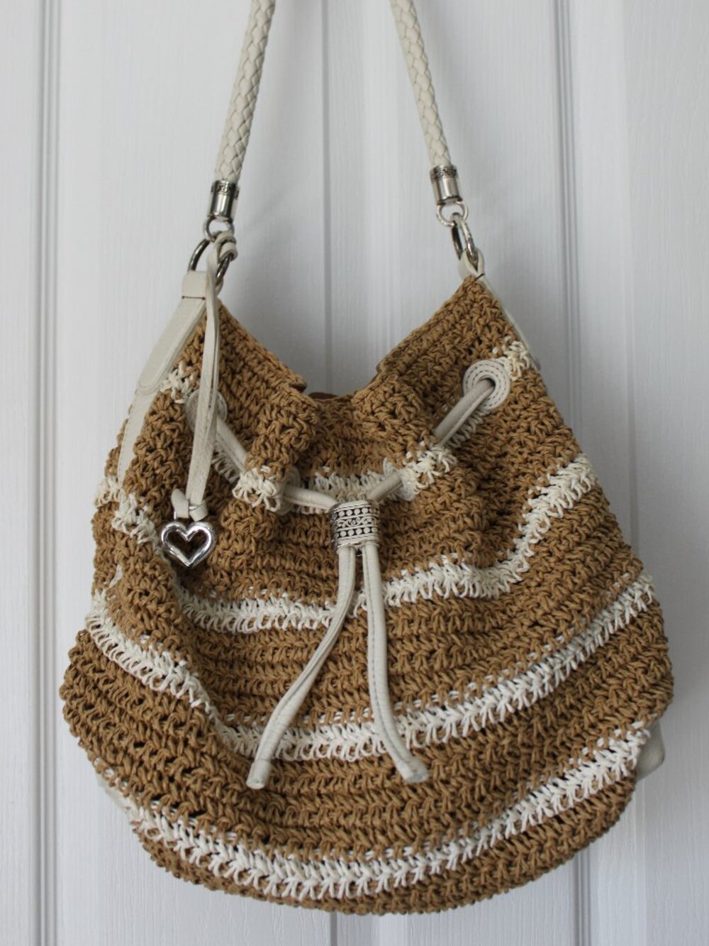 Brighton Sierra Wheat Straw & White Leather Satchel H72284 ✨